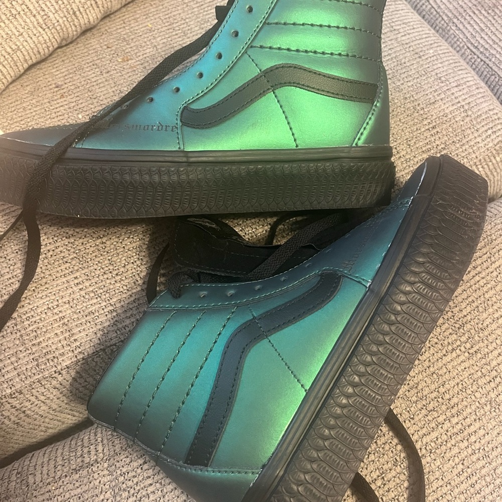 Vans Off the Wall Harry Potter Iridescent Teal and Black Sneakers